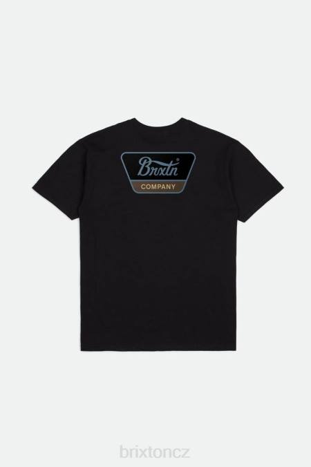 černá/prašná modrá/tmavá země Brixton muži standardní tričko linwood s/s 4DHP62 oděv