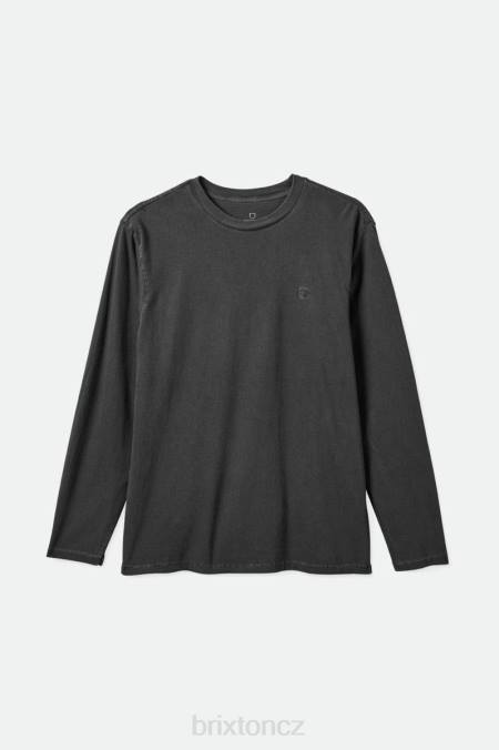 černé vintage praní Brixton muži ročník rezervního l/s trička 4DHP103 oděv