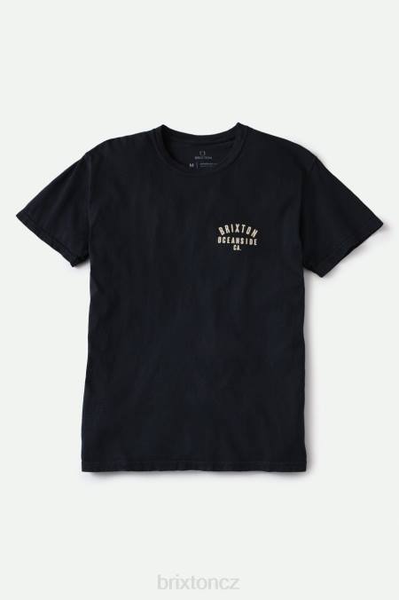 černo/bílé barvivo na oděv Brixton muži Woodburn oceanside s/s standardní tričko 4DHP109 oděv