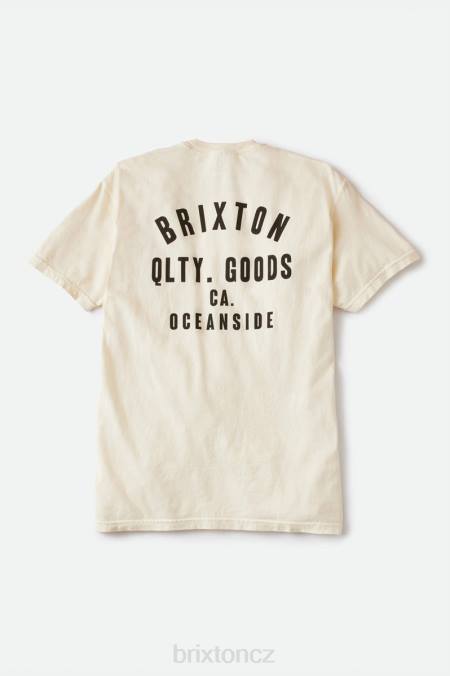 krémová/černá barva na oděv Brixton muži Woodburn oceanside s/s standardní tričko 4DHP110 oděv