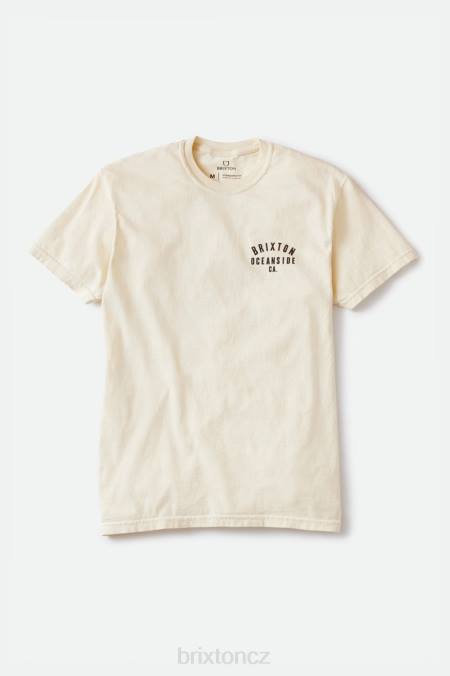 krémová/černá barva na oděv Brixton muži Woodburn oceanside s/s standardní tričko 4DHP110 oděv