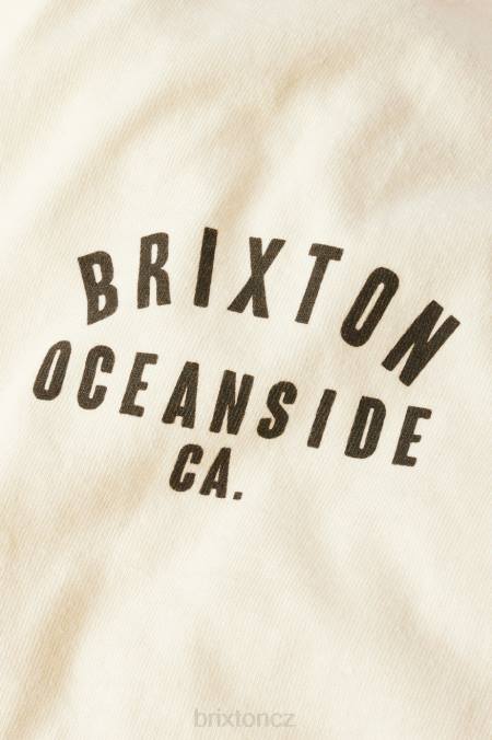 krémová/černá barva na oděv Brixton muži Woodburn oceanside s/s standardní tričko 4DHP110 oděv