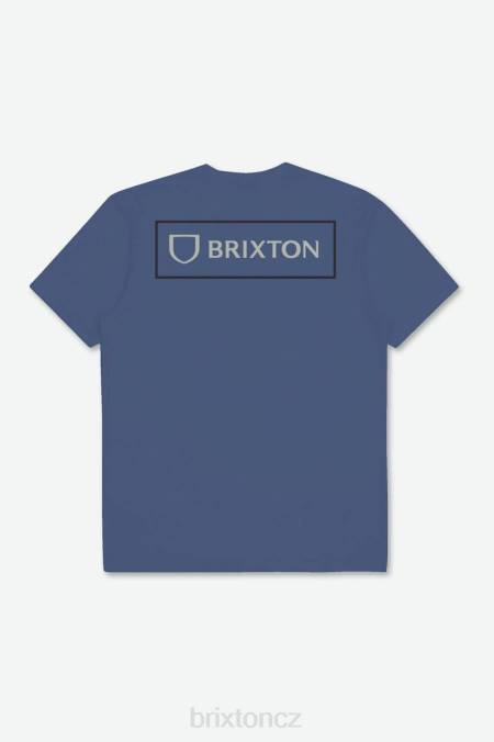 pacifická modrá/minerálně šedá/černá Brixton muži alpha block s/s tričko na míru 4DHP73 oděv