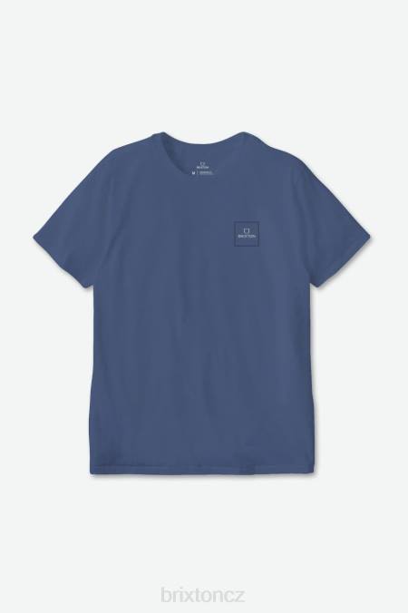 pacifická modrá/minerálně šedá/černá Brixton muži alpha block s/s tričko na míru 4DHP73 oděv