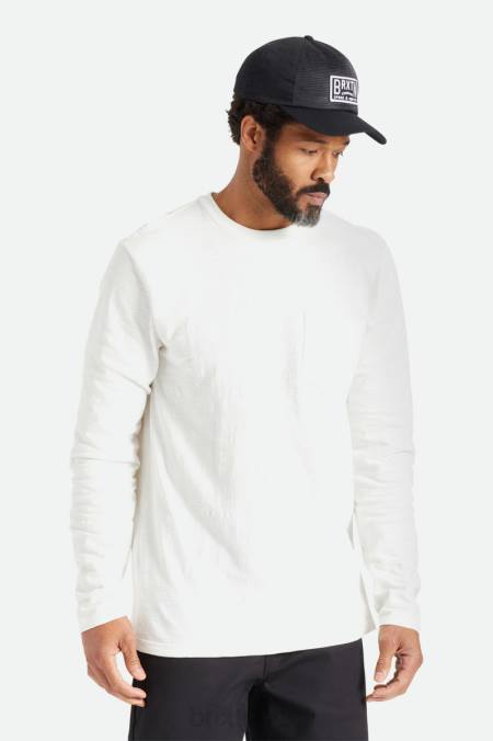špinavě bílé Brixton muži basic slub l/s kapesní tričko 4DHP102 oděv