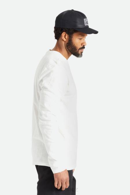 špinavě bílé Brixton muži basic slub l/s kapesní tričko 4DHP102 oděv