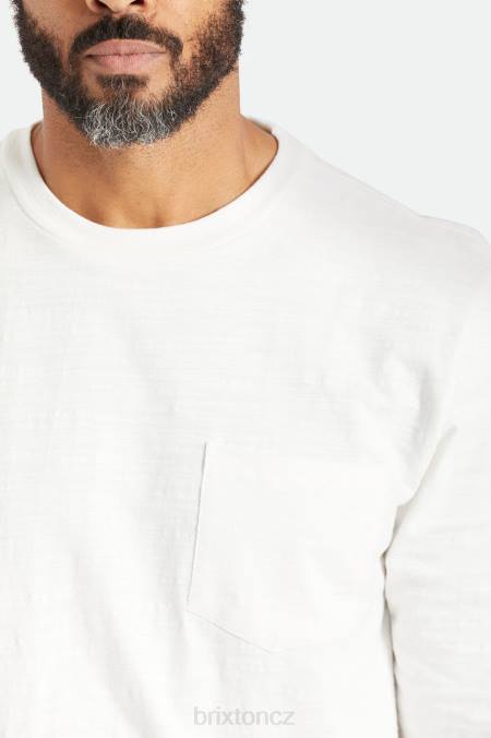 špinavě bílé Brixton muži basic slub l/s kapesní tričko 4DHP102 oděv