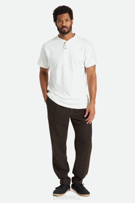 špinavě bílé Brixton muži basic slub s/s henley tee 4DHP94 oděv