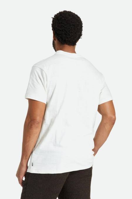 špinavě bílé Brixton muži basic slub s/s henley tee 4DHP94 oděv