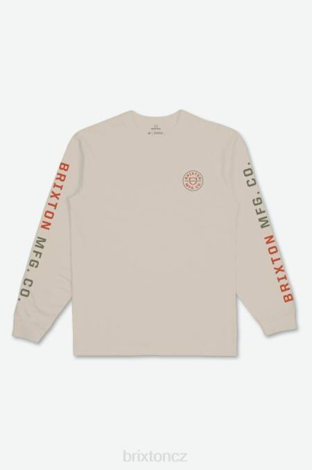 smetana/pálená červená/olivový přebytek Brixton muži hřeben l/s tričko 4DHP85 oděv