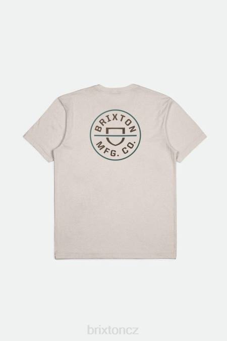 smetanová/tmavá zemina/smrk Brixton muži Crest ii s/s standardní tričko 4DHP55 oděv