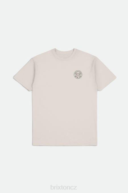 smetanová/tmavá zemina/smrk Brixton muži Crest ii s/s standardní tričko 4DHP55 oděv