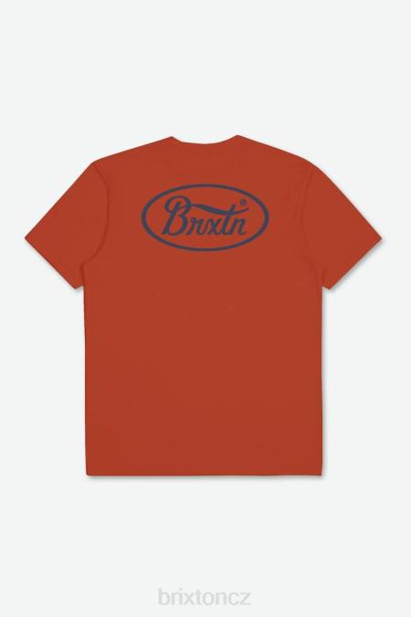 spálená červená/prané námořnictvo Brixton muži parsons s/s tričko na míru 4DHP44 oděv