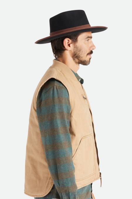 černo-hnědá Brixton muži reno fedora 4DHP218 Příslušenství