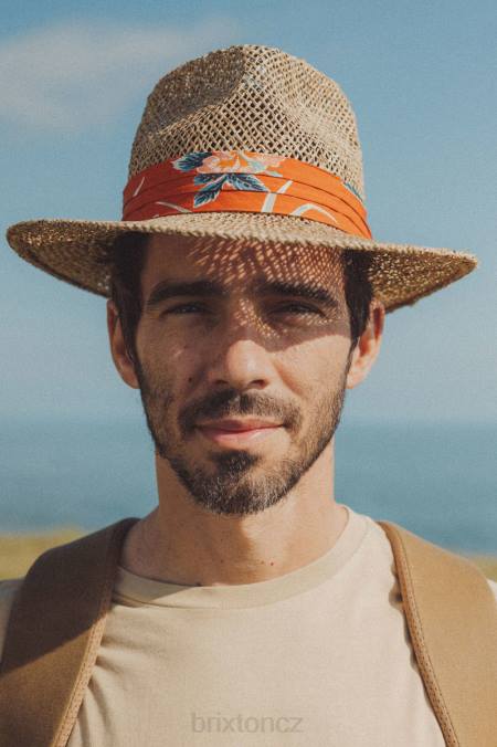 přírodní/červená spálená Brixton muži aloha slaměná fedora 4DHP188 Příslušenství