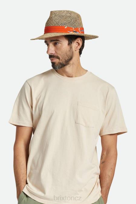 přírodní/červená spálená Brixton muži aloha slaměná fedora 4DHP188 Příslušenství