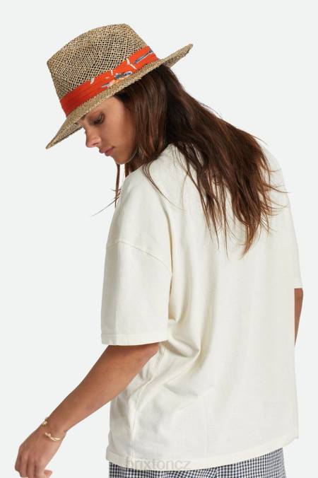 přírodní/červená spálená Brixton muži aloha slaměná fedora 4DHP188 Příslušenství