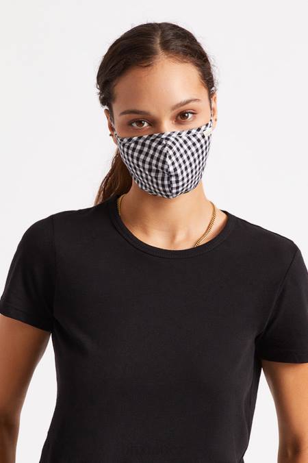 černý gingham Brixton unisex lehká antimikrobiální maska ​​na obličej 4DHP402 Příslušenství