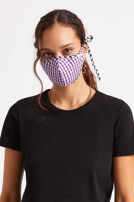 fialový gingham Brixton unisex lehká antimikrobiální maska ​​na obličej 4DHP406 Příslušenství