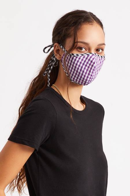 fialový gingham Brixton unisex lehká antimikrobiální maska ​​na obličej 4DHP406 Příslušenství