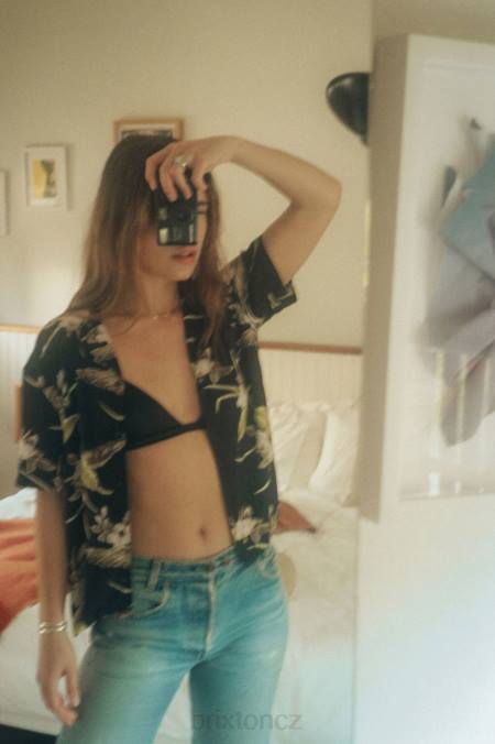 Černá Brixton ženy bunker paradise s/s tkaná košile 4DHP417 oděv