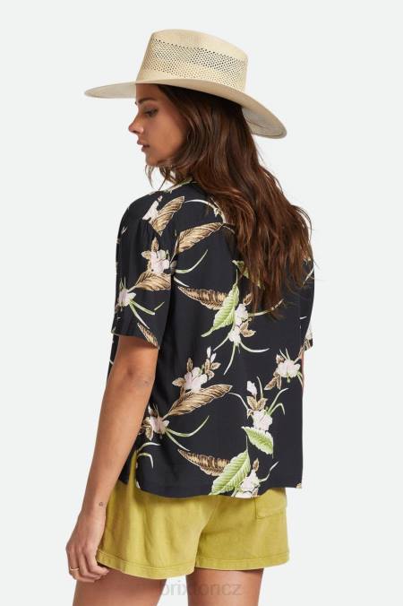 Černá Brixton ženy bunker paradise s/s tkaná košile 4DHP417 oděv