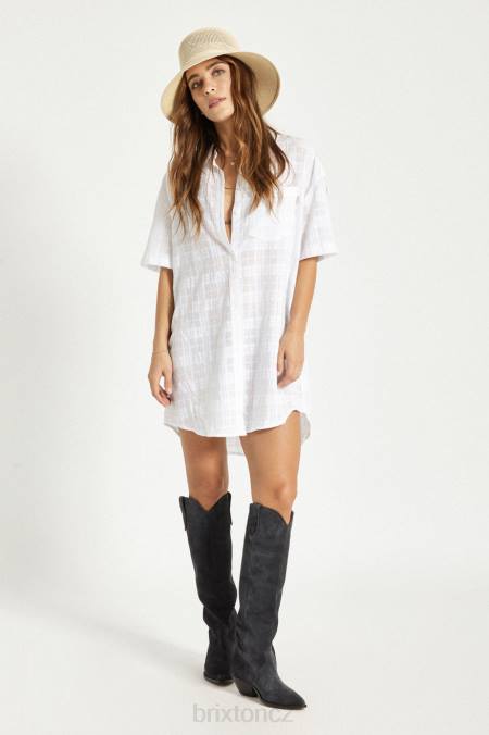 bílý Brixton ženy leon s/s overshirt šaty 4DHP421 oděv