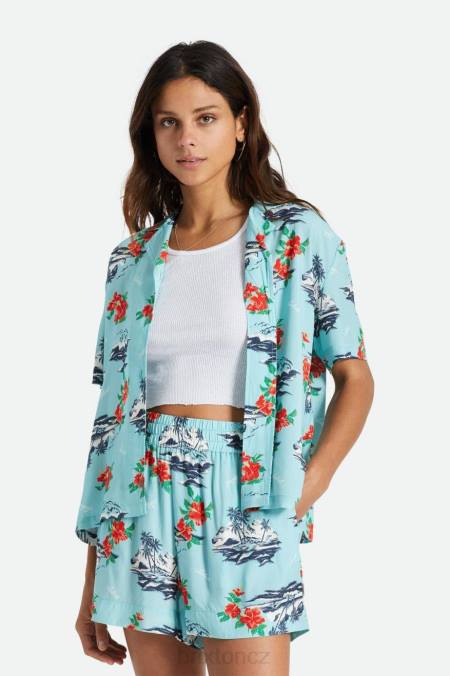 kanálová modrá Brixton ženy bunkr paradise s/s tkaný 4DHP418 oděv