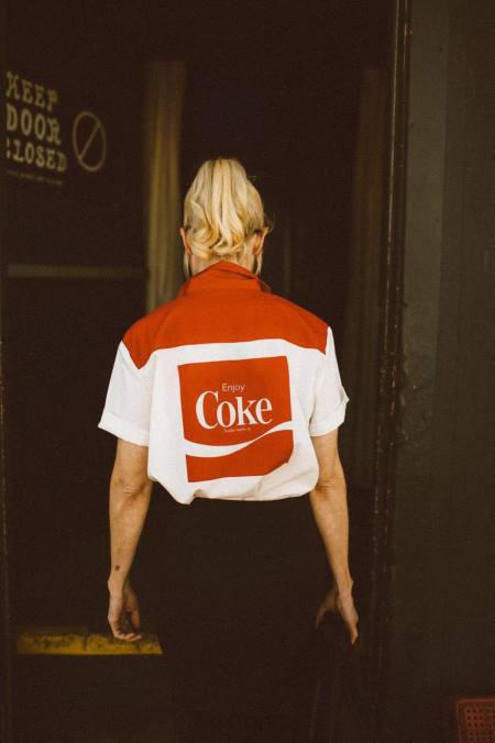 koksově červené Brixton ženy coca-cola bunker block s/s tkaný 4DHP456 oděv