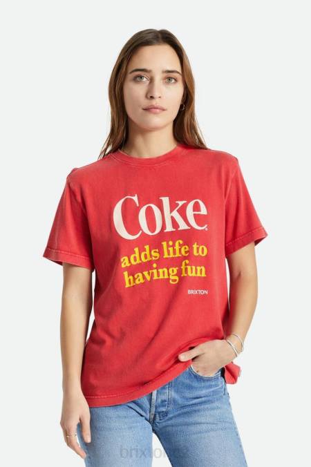koksově červené Brixton ženy coca-cola baví vintage crew tee 4DHP453 oděv