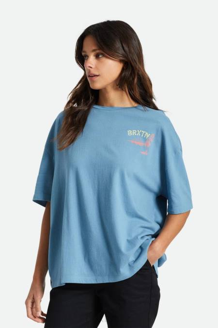 modré nebe Brixton ženy oversized boyfriend triko super 4DHP455 oděv