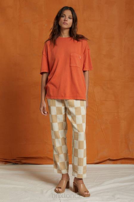 spálená do červena Brixton ženy bezstarostné oversized boyfriend kapesní tričko 4DHP439 oděv
